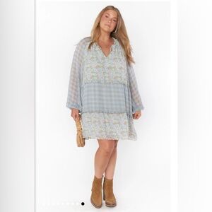 Show Me Your MuMu Blue and White Mini Dress